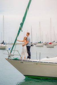 AJ and Tyler's Romantic Sailboat Engagement Session on Lake Michigan