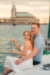 AJ and Tyler's Romantic Sailboat Engagement Session on Lake Michigan