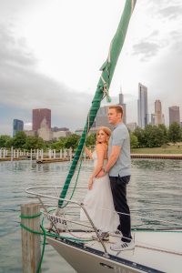 AJ and Tyler's Romantic Sailboat Engagement Session on Lake Michigan