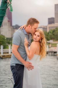 AJ and Tyler's Romantic Sailboat Engagement Session on Lake Michigan