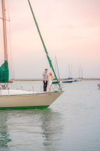AJ and Tyler's Romantic Sailboat Engagement Session on Lake Michigan