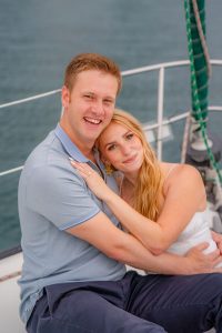 AJ and Tyler's Romantic Sailboat Engagement Session on Lake Michigan