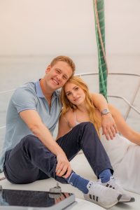 AJ and Tyler's Romantic Sailboat Engagement Session on Lake Michigan