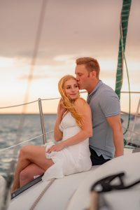 AJ and Tyler's Romantic Sailboat Engagement Session on Lake Michigan