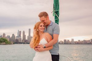 AJ and Tyler's Romantic Sailboat Engagement Session on Lake Michigan