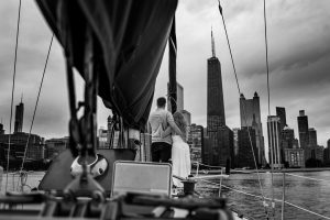 AJ and Tyler's Romantic Sailboat Engagement Session on Lake Michigan