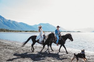 Ashton and Ben's Horseback Elopement and Western Styled Shoot in the Alaskan Mountains
