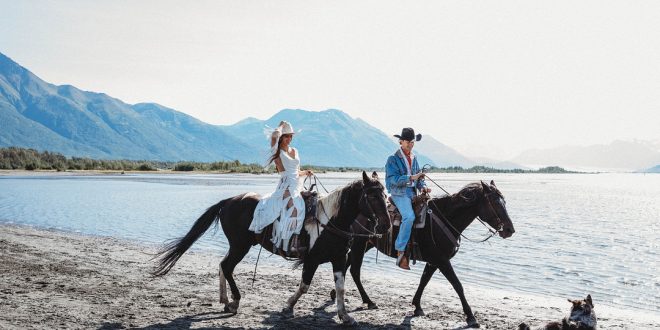 Ashton and Ben's Horseback Elopement and Western Styled Shoot in the Alaskan Mountains