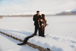 Jarad_Jarad_Roam to Wed, LLC_roamtowed-12_low Ivelize and Abdel's Gothic Elopement and Vow Renewal in the Alaskan Mountains