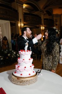Meda_Liquigli_Alasandra Photography LLC_Detroit-Masonic-Temple-Wedding-cake-cutting_low Sanchitha & Nick’s Wedding of Tradition and Culture at the Detroit Masonic Temple
