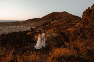 Sydney and Nicole's Overnight Camping Elopement Styled Shoot in the Mojave Desert
