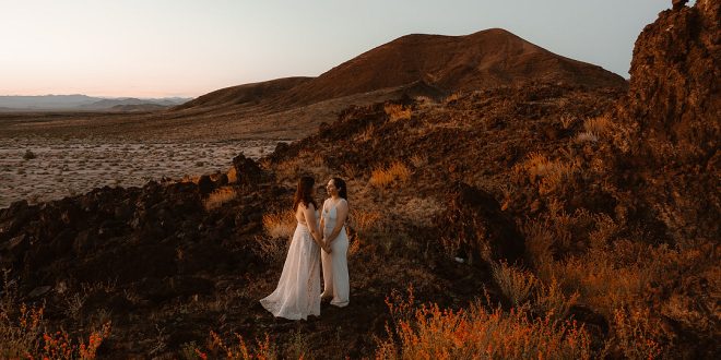 Sydney and Nicole's Overnight Camping Elopement Styled Shoot in the Mojave Desert