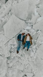 Styled Shoot Engagement on the Frozen Utah Lake Ice Stacks