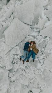 Styled Shoot Engagement on the Frozen Utah Lake Ice Stacks