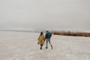 Styled Shoot Engagement on the Frozen Utah Lake Ice Stacks