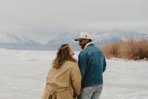 Styled Shoot Engagement on the Frozen Utah Lake Ice Stacks
