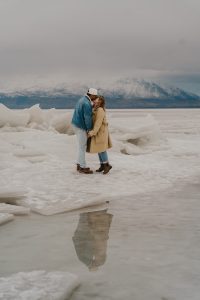 Styled Shoot Engagement on the Frozen Utah Lake Ice Stacks