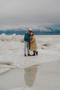Styled Shoot Engagement on the Frozen Utah Lake Ice Stacks