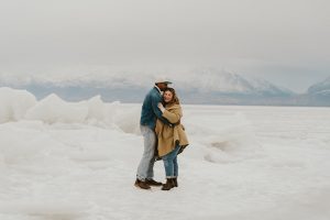 Styled Shoot Engagement on the Frozen Utah Lake Ice Stacks