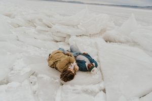 Styled Shoot Engagement on the Frozen Utah Lake Ice Stacks