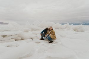 Styled Shoot Engagement on the Frozen Utah Lake Ice Stacks