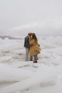 Styled Shoot Engagement on the Frozen Utah Lake Ice Stacks
