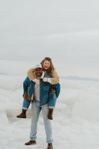 Styled Shoot Engagement on the Frozen Utah Lake Ice Stacks