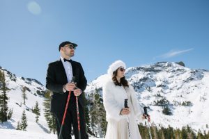 Wedding on the Slopes Styled Shoot - Skiing in a Wedding Dress and Tux
