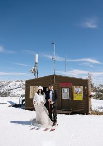 Wedding on the Slopes Styled Shoot - Skiing in a Wedding Dress and Tux