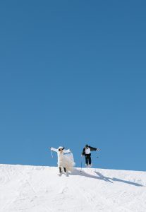 Wedding on the Slopes Styled Shoot - Skiing in a Wedding Dress and Tux