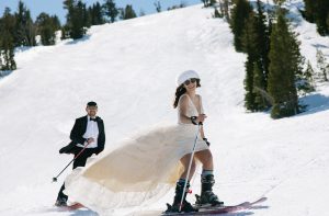 Wedding on the Slopes Styled Shoot - Skiing in a Wedding Dress and Tux