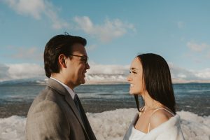 Winter Wonderland Elopement Styled Shoot on a Frozen Lake's Ice Stacks