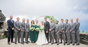 Melanie and Cameron’s Rustic Wedding With Emerald Accents in the Blue Ridge Mountains