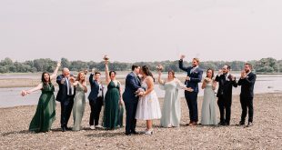 Rachel and Corey's Colorful, Garden-Inspired Summer Wedding on the Water