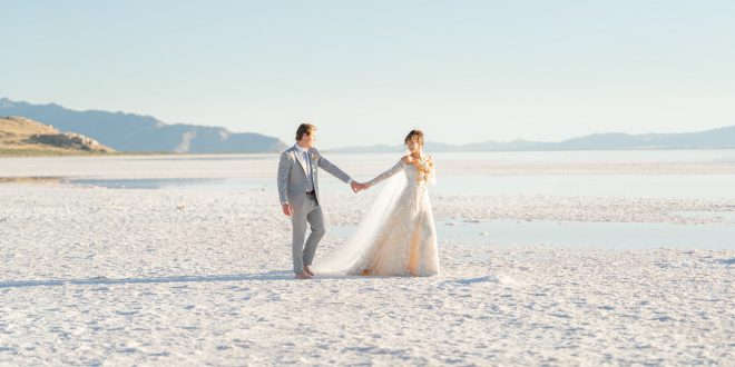 Intimate Sunset Elopement Styled Shoot at Utah’s Iconic Pink Lake